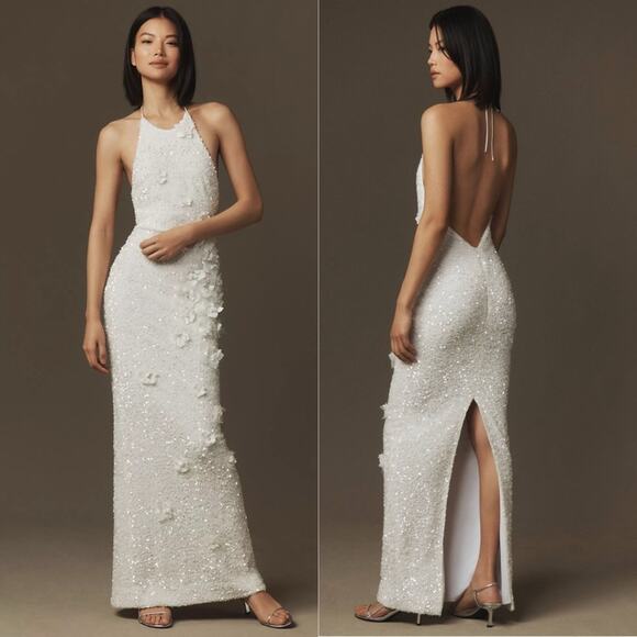 Helsi Brice Halter Sequin Column Maxi Dress - Picture 1 of 10